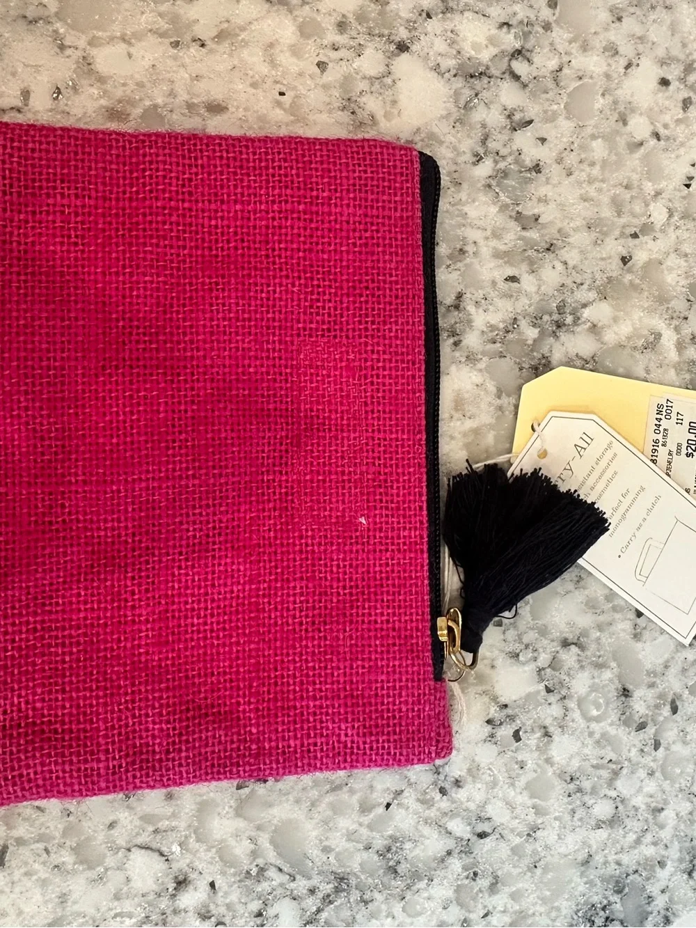 Mud Pie Hot Pink Cosmetic Pouch with Gold Script